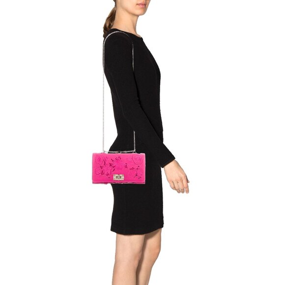 Rare VALENTINO Napa Lace Girello Flap Bag in Fuschia - Picture 15 of 16